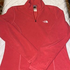 The North Face  lightweight pink fleece half zip